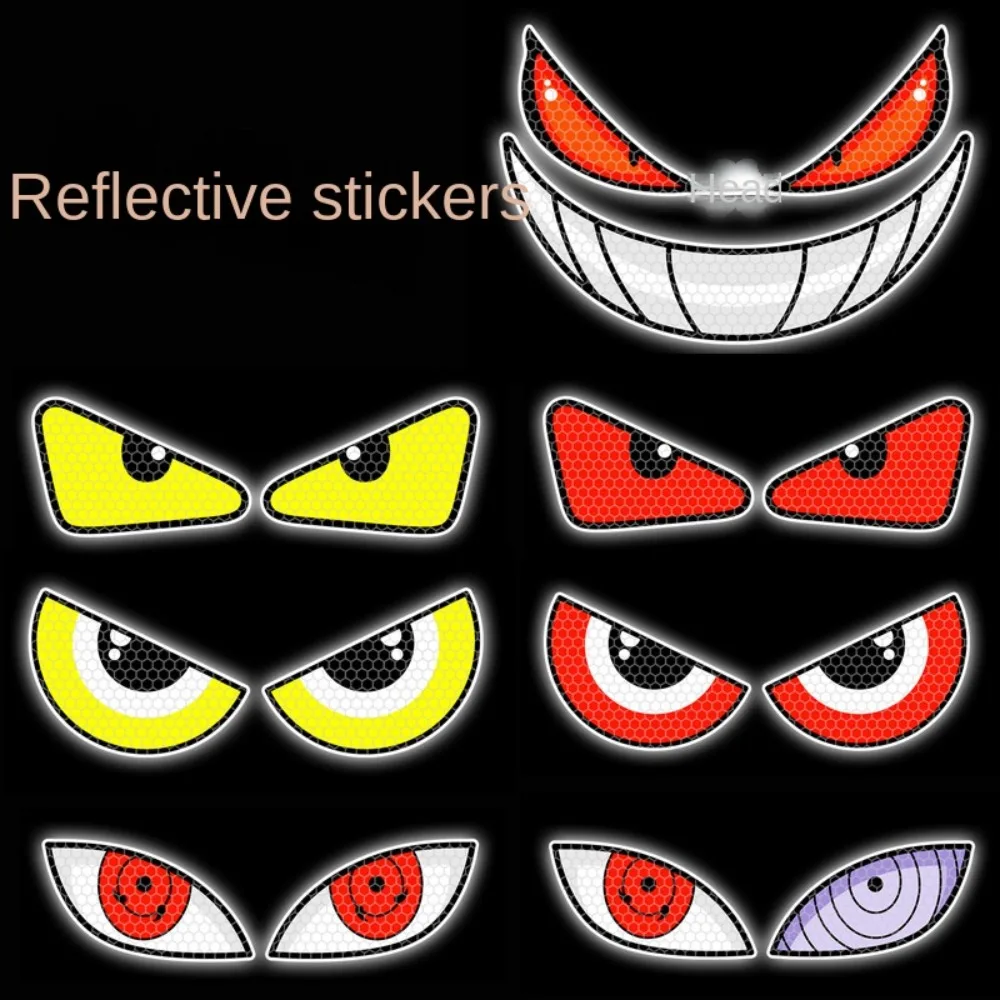 Accesorios Para Moto Reflective Eye Stickers Safety Warning Motorcycle Body Helmet Windshield for Or Car Truck Fuel Tank Caps image 4