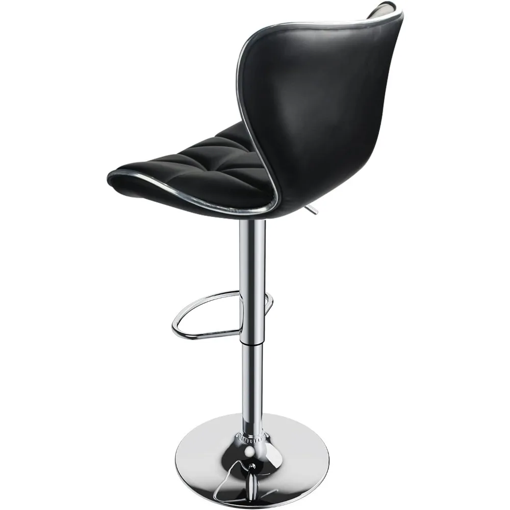 Ajustável PU Leather Bar Stool, fezes giratórias, acolchoadas com costas, Shell, conjunto de 2