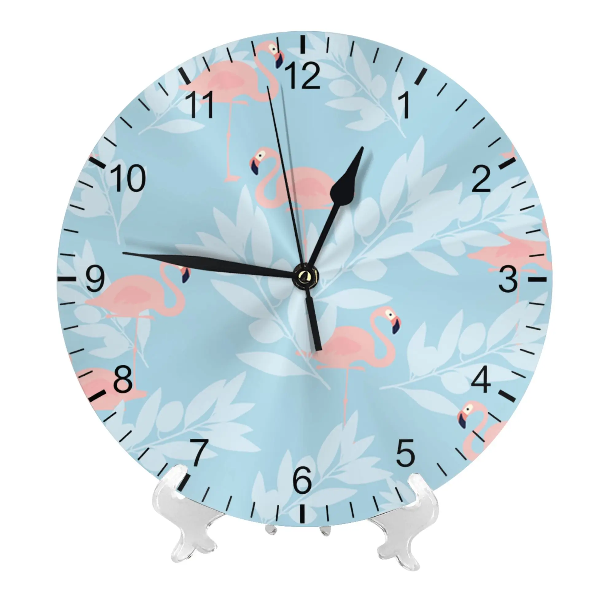 Flamingo Round Wall Clock, Silent Non-Ticking Eco-Friendly Quartz Battery Operated Clock for Living Room Home Decor