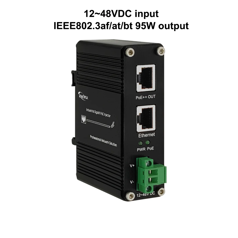 

Industrial Gigabit PoE Injector – IEEE 802.3at 30W Hardened PoE Adapter with 12-48V DC Input, Supports DIN-Rail and Wall Mount