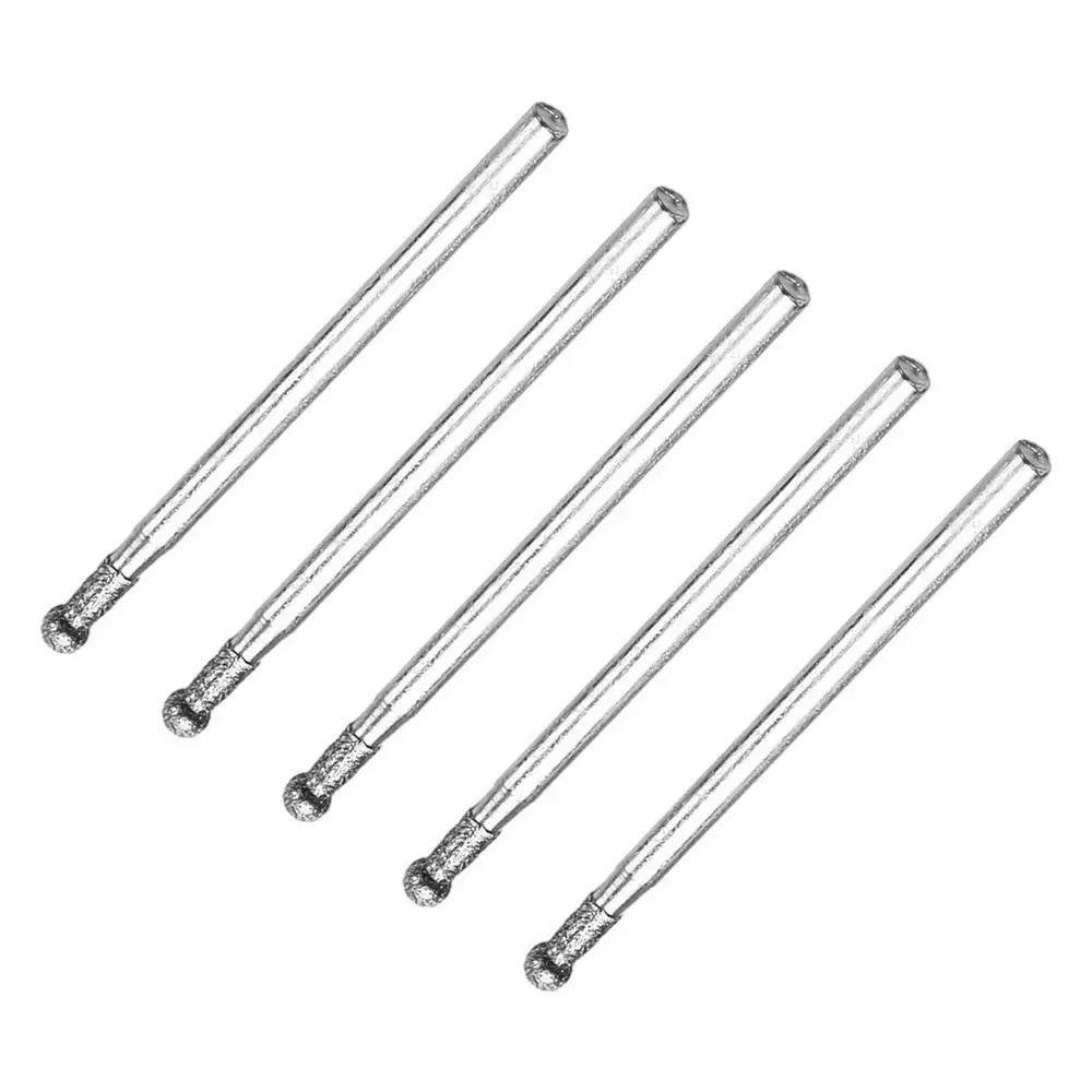 5 pezzi Carve Precision Diamond Grinding Head 0.5mm-8mm Round Electric Grinder Parts 2.35mm Shank Carving Tool
