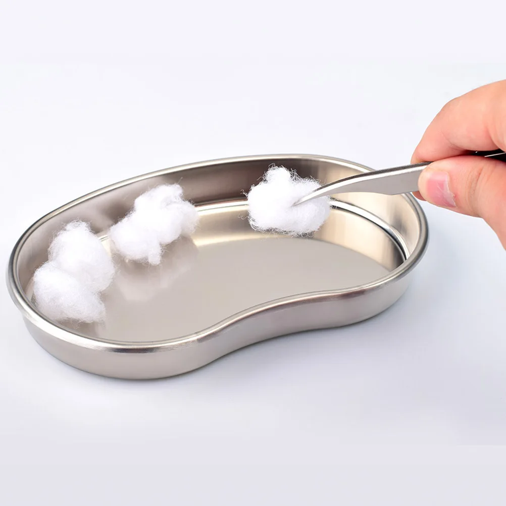 

2 Pcs Kidney Dish Stainless Steel Medical Tray Plates Metal Tooth Oral Instrument