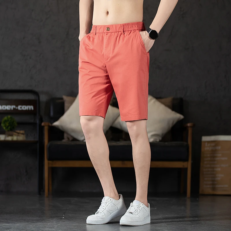 Chino Shorts Men Korean Fashion Summer Casual Shorts Lightweight Slim Fit Bermuda Shorts Streetwear