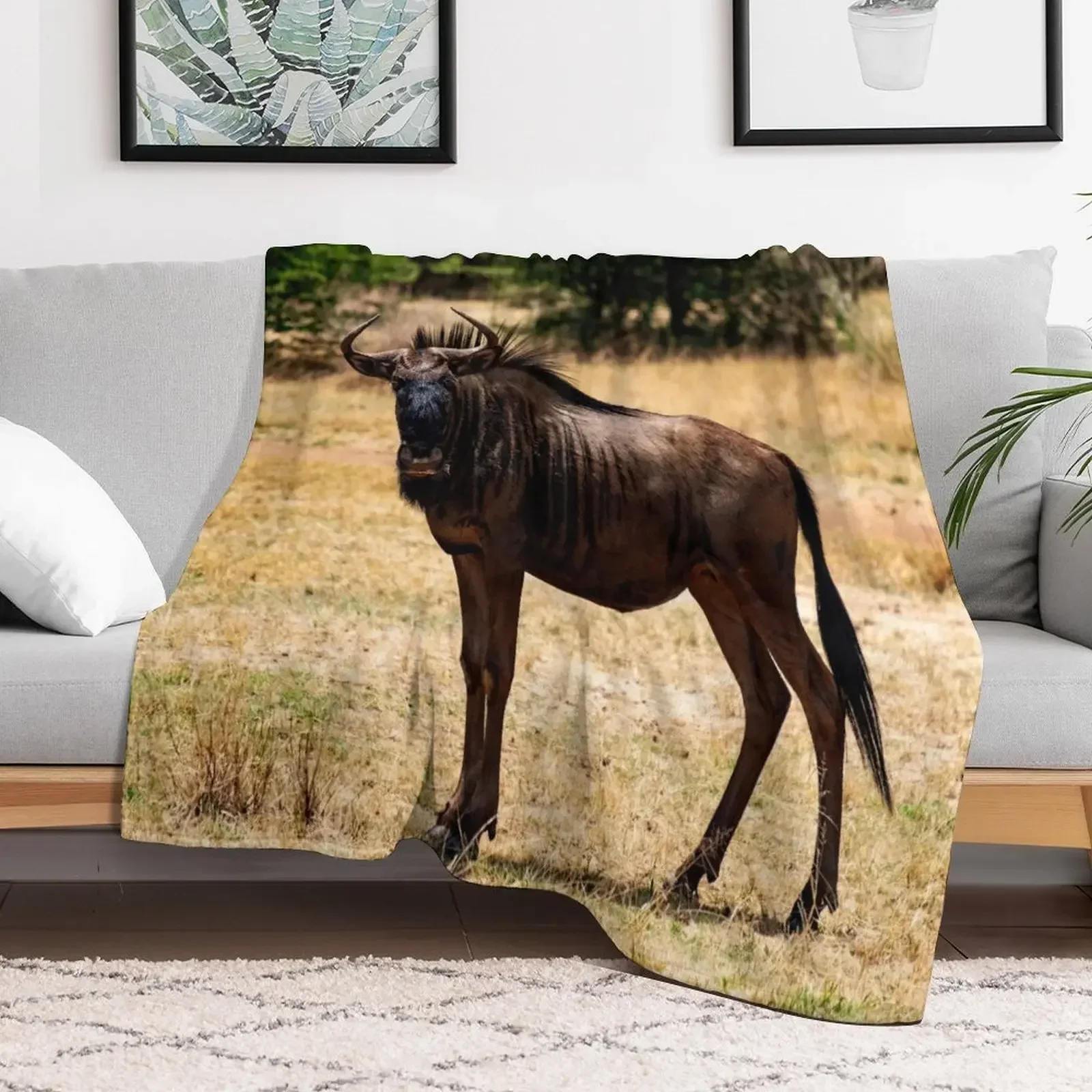 

Blue Wildebeest Throw Blanket Vintage Shaggy Blankets