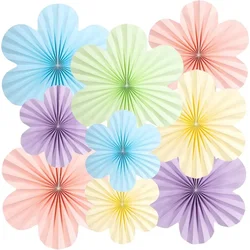 Pastel Blue Green Paper Flowers Hang Decorations Wall Paper Fans Classroom Kids Birthday Party Paper Floral Photo Backdrop Decor