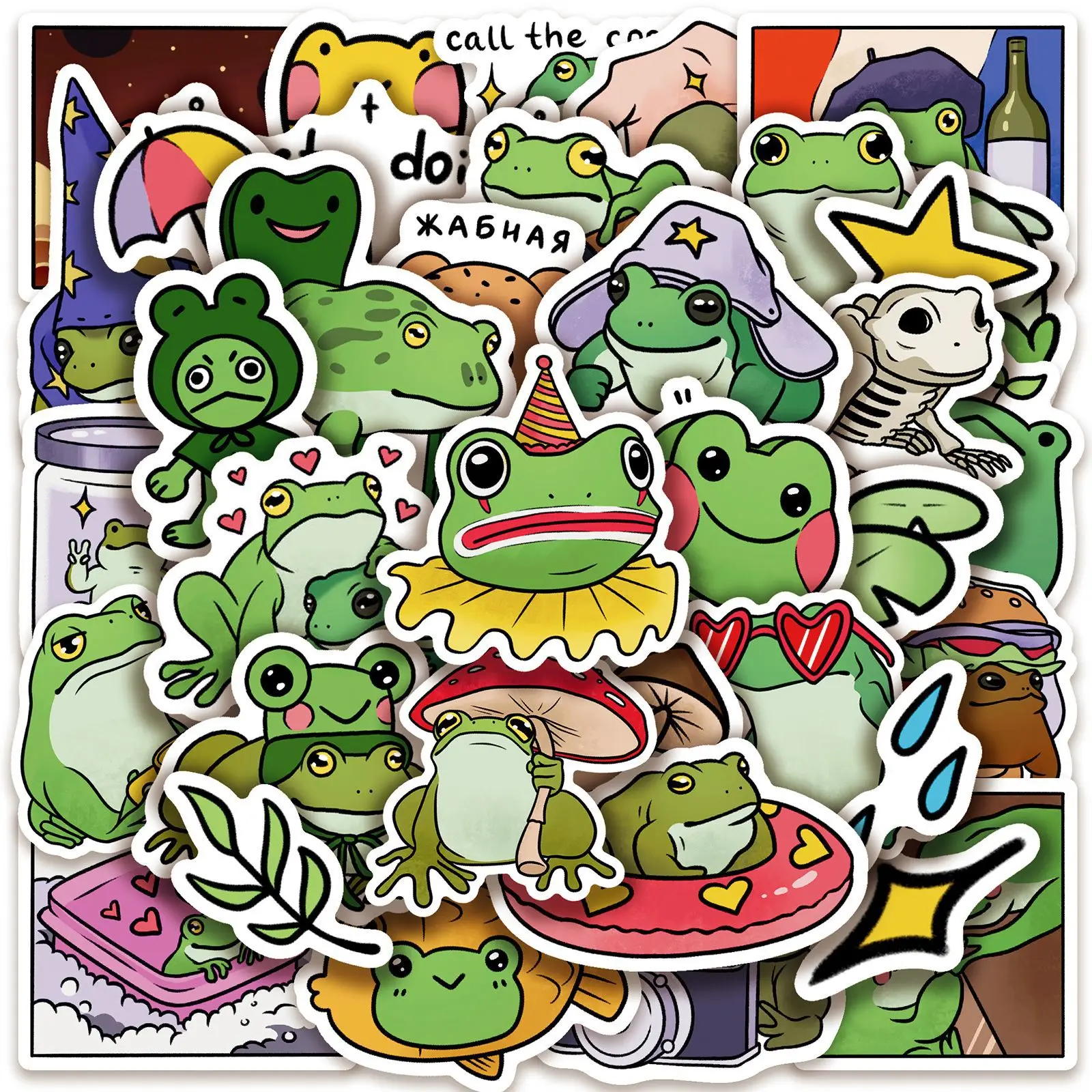 

10/50PCS Funny Frog Cartoon Stickers Comic Style Animal Graffiti Meme Decals DIY Laptop Phone Guitar Bike Skateboard Kids Toys