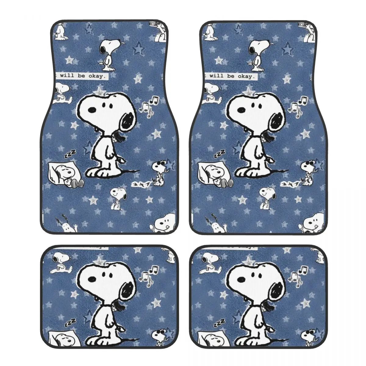 

Snoopys Cute Dogs Woodstock Car Floor Mats Carpet Set of 4 Anti-Slip Universal Automotive Floor Mat Fit for Mid Trucks