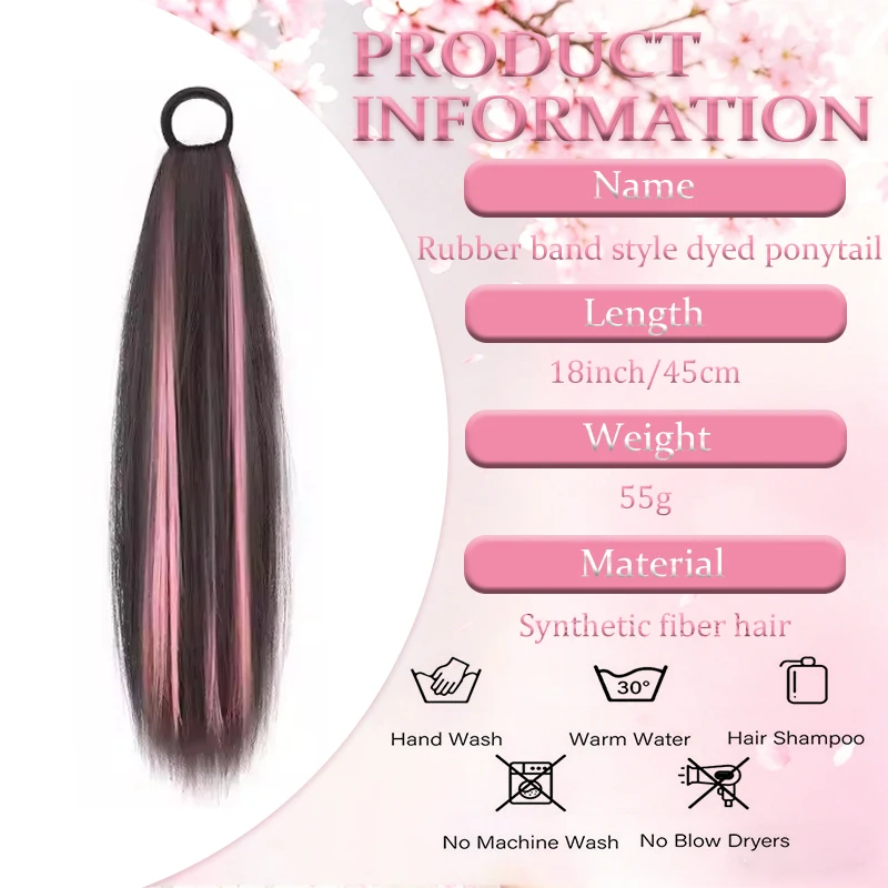 Wig Straight Hair Leather Band Dyed Ponytail Braid Headband Style DIY Styling Ponytail Braid