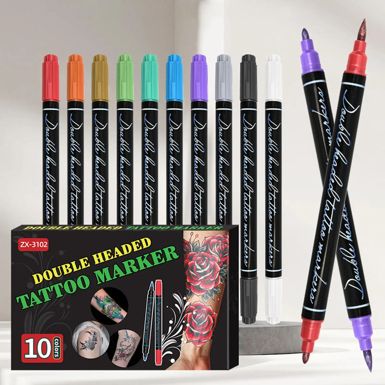 

Body Art Markers for Skin 10 Color Double Tip Temporary Skin Markers Washable Art Supplies for Drawing Daily Men Women Teens