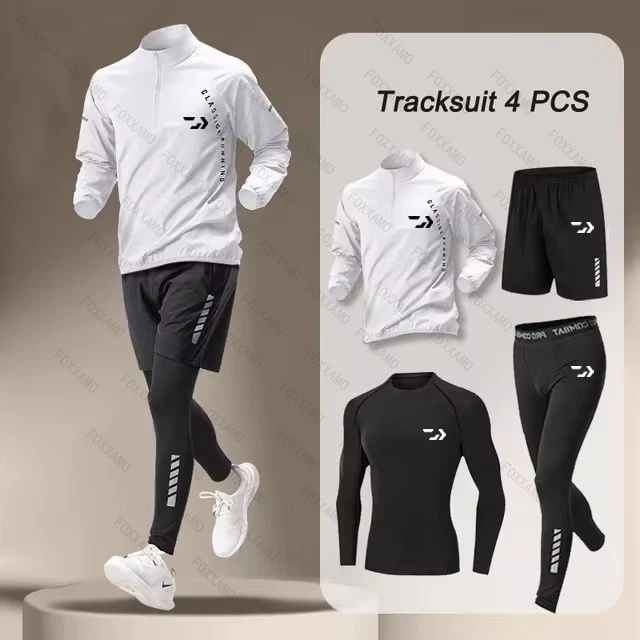 2024 Summer Men's Quick Dry Jacket Suit 1-4 Piece Outdoor Fitness Running Sets Sports Jogging Pants Fishing Clothes Sportswear