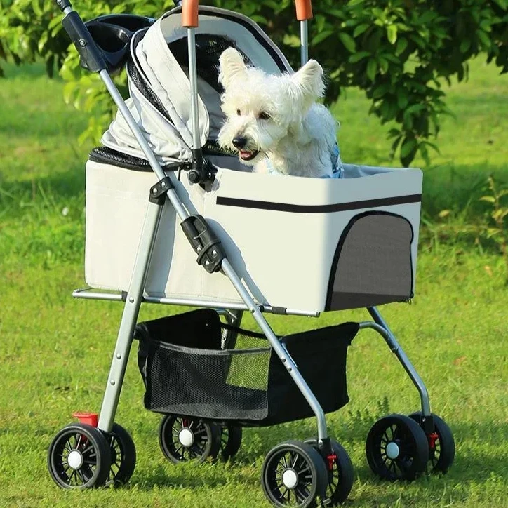 

Foldable Pet Cart Cat Portable Belt Bag Removable External Push Walking Removable Dog Back