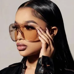 Vintage Luxury Brand Design Oversized Pilot Sunglasses Women For Men Trending One Piece Shades Big Frame Windproof Sun Glasses
