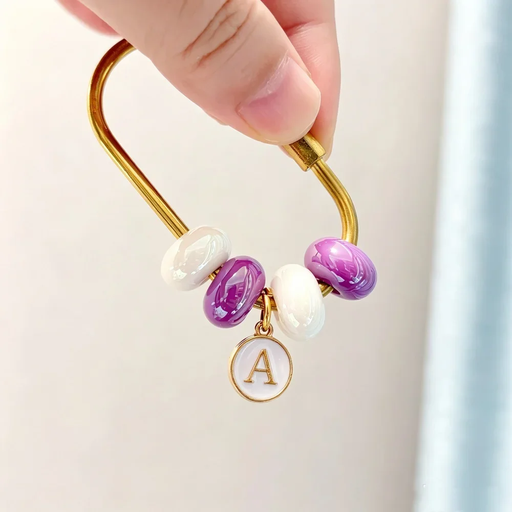 Customized Initial Keychain, Beaded Bag Charm Gift