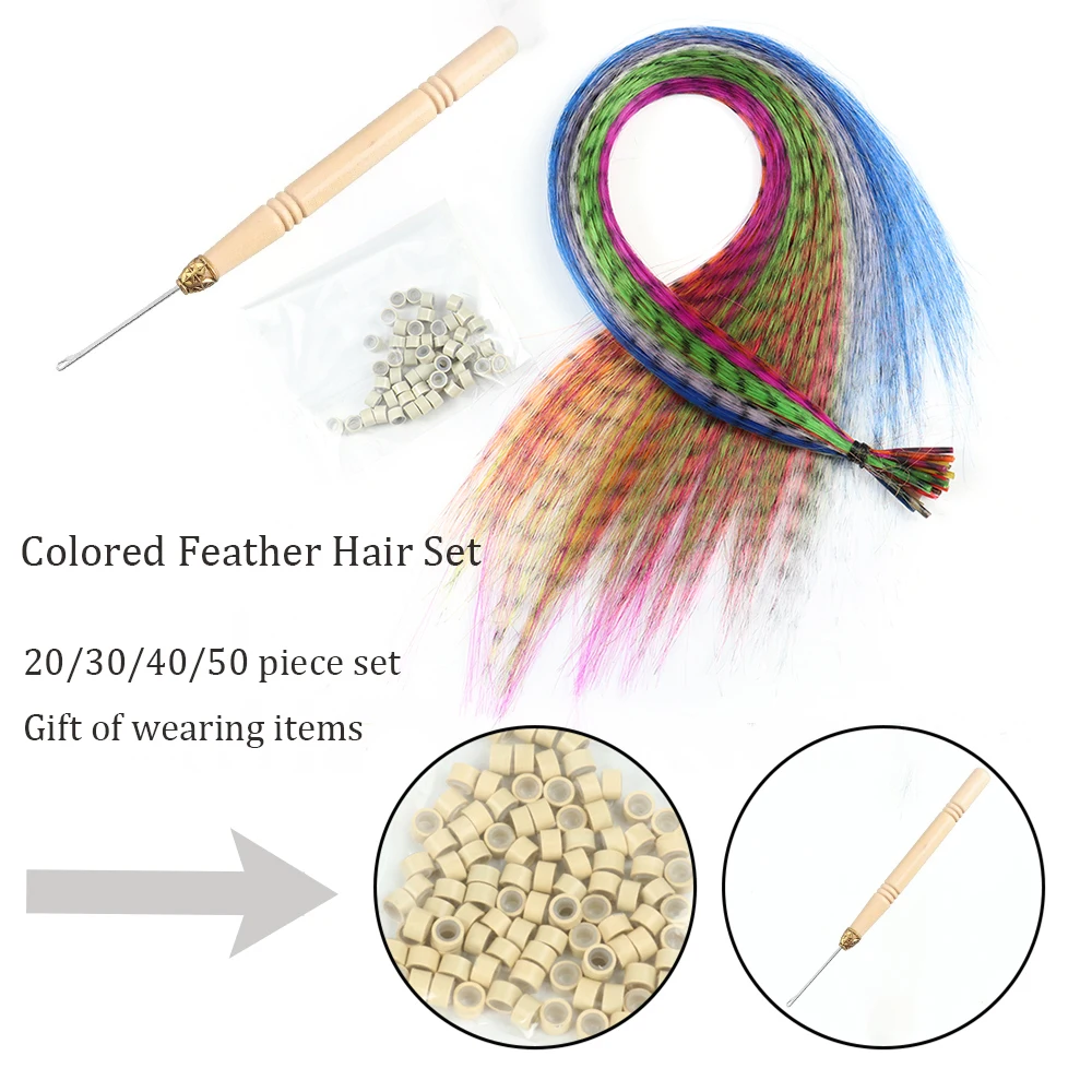 Synthetic Colored for Hair  Feather Extensions 20 30 40 50 Pieces Tip 16inch Synthetic Hairpiece Zebra Feather Hair Extensions