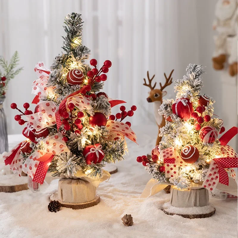 

30/40CM Mini Desktop Christmas Tree Simulated Cedar Home Shopping Mall Window Christmas Decorations 2024 Add New Year Atmosphere