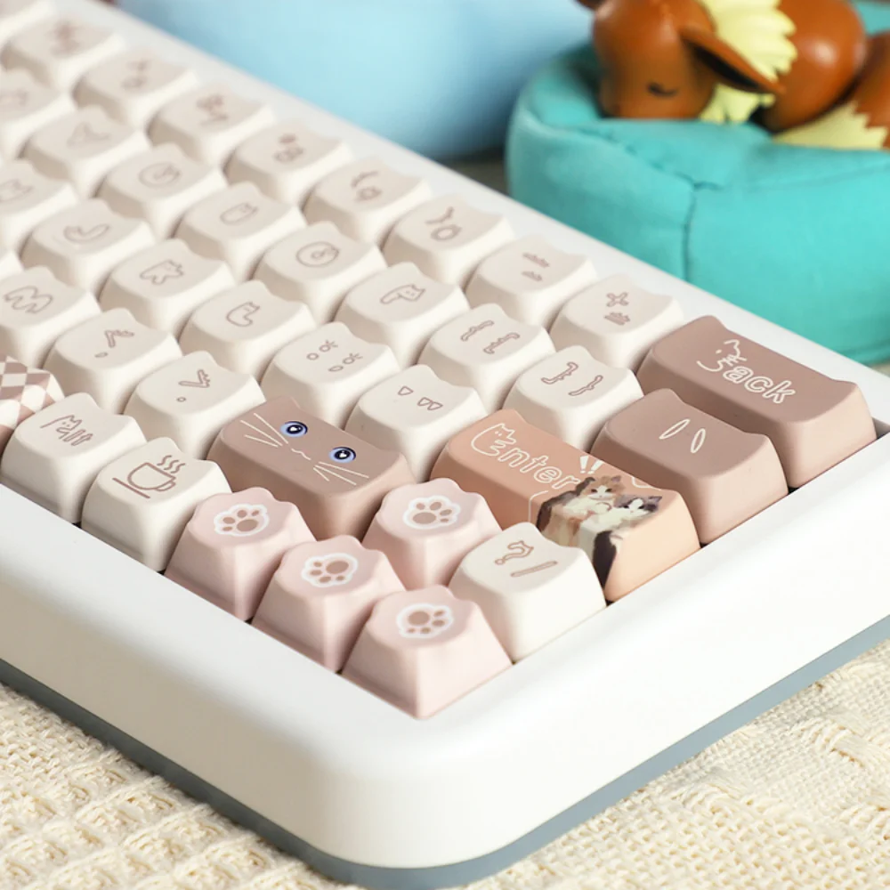 

MAO Profile Personality Cute Cat Head Keycaps PBT Thermal Sublimation Customized Key Caps for Mechanical Keyboard HI75 98 99 F87