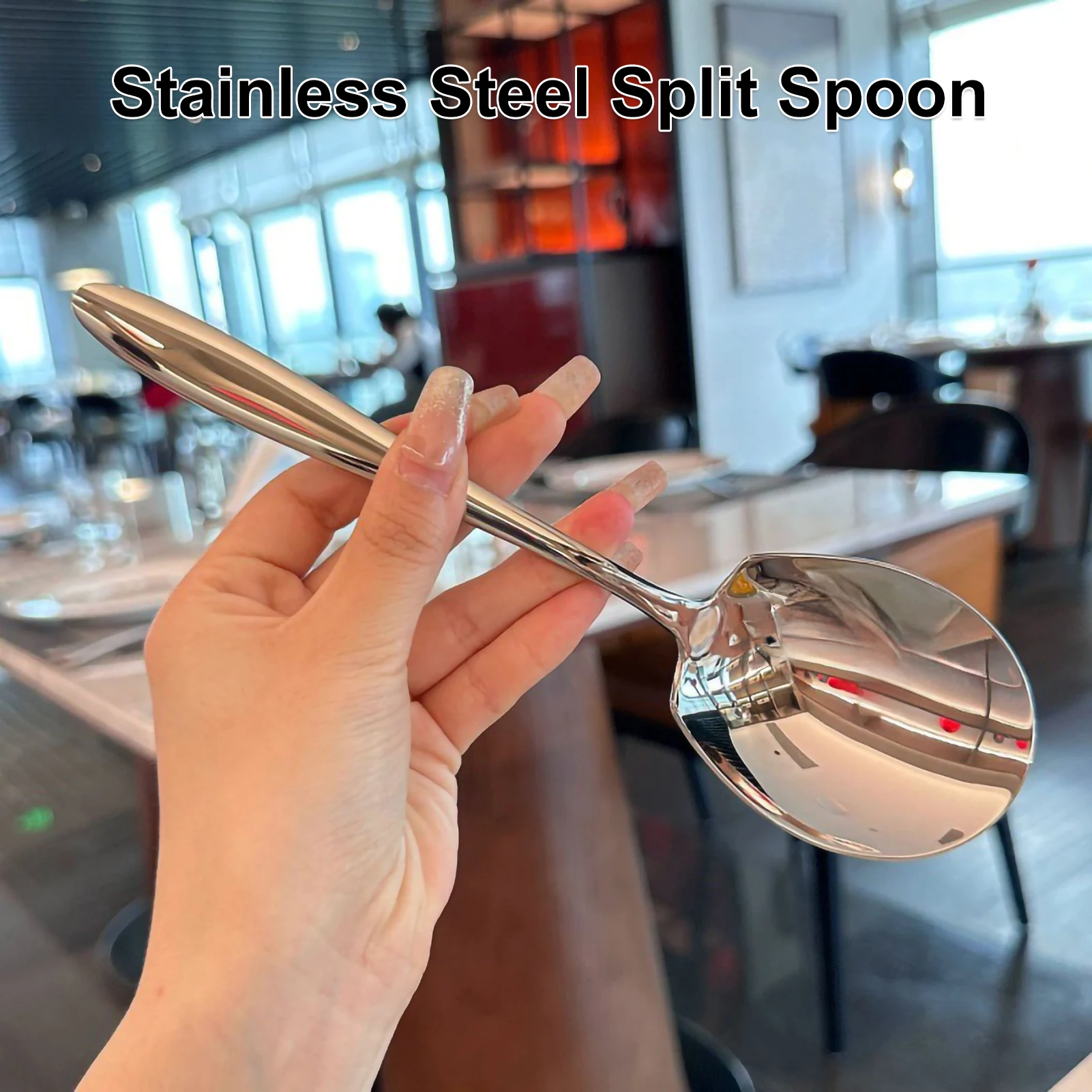 Stainless Steel Meal Portioning Spoon Oversized Thickened Long Handle Spoon Cafeteria Buffet Spoon Household Soup Spoon