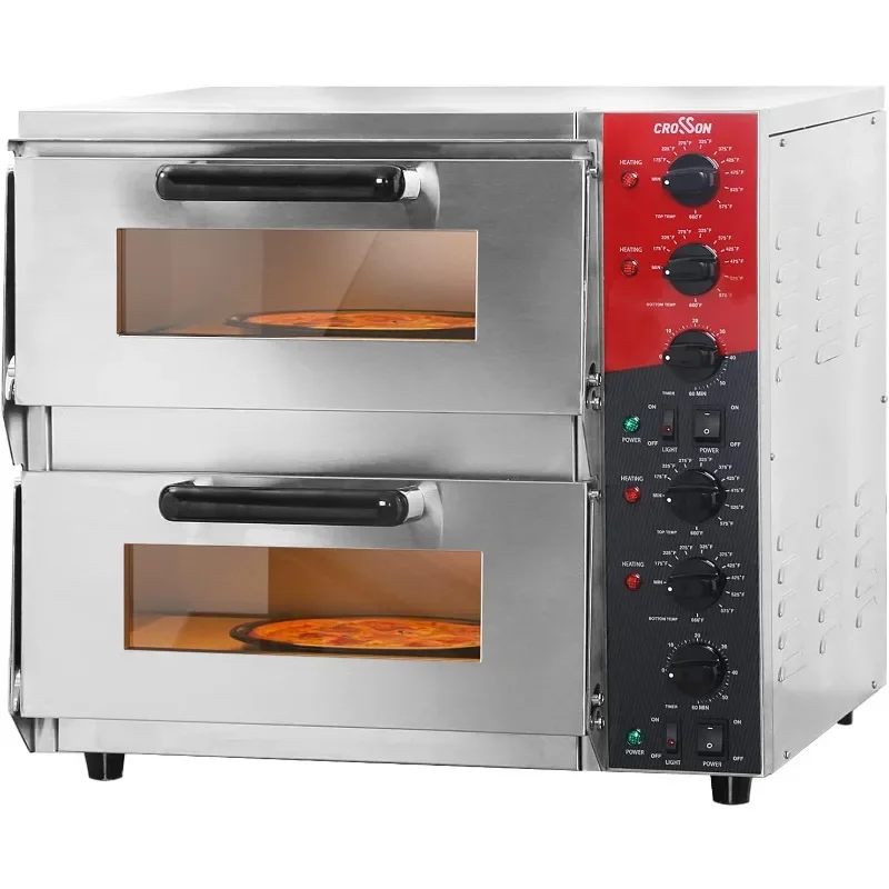 ETL Certified Commercial Double Layer 16 Inch Countertop Electric Pizza Oven with Pizza Stone