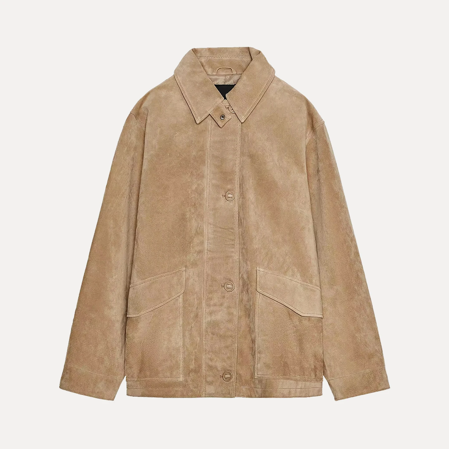 Herbst 2025, lockere Passform, Samt-Lederjacke für Damen mit Ketten, Quali-Textur, Damen-Oberbekleidung, europäische Sle Z