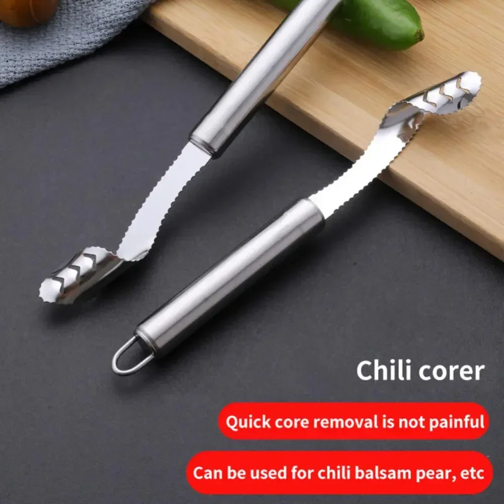 1PC Stainless Steel Corer Pear Fruit Vegetable Tools Core Seed Remover Cutter Pepper Seeder Slicer Knife Kitchen Gadgets