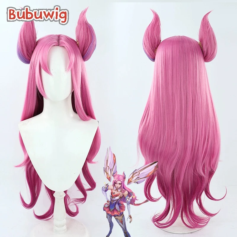 Bubuwig Synthetic Hair Ahri Cosplay Wigs Game LOL Star Guardians Ahri 90cm Long Straight Pink Gradient Cos Wig Heat Resistant