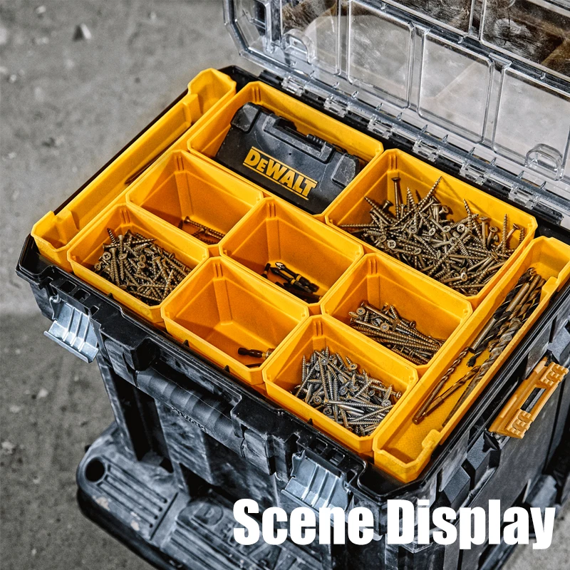 DEWALT ‎DWST82968 TSTAK IP54 Organiser Waterproof Dustproof Portable Stackable Transparent Tool Accessory Storage Box