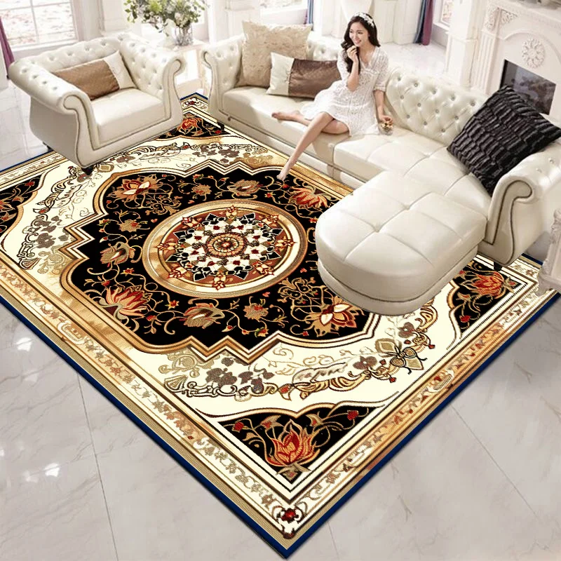 

Luxury Persia Living Room Carpets European Style Bedroom Decor Anti-slip Washable Floor Mat Dining Room Lounge Rugs Customizable