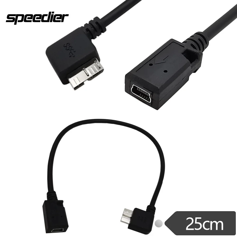 30CM USB 3.0 Micro B To Mini USB 5p Female Data Short Cable Adapter Online Shooting Line for Nikon Canon SLR Cameras Computer.