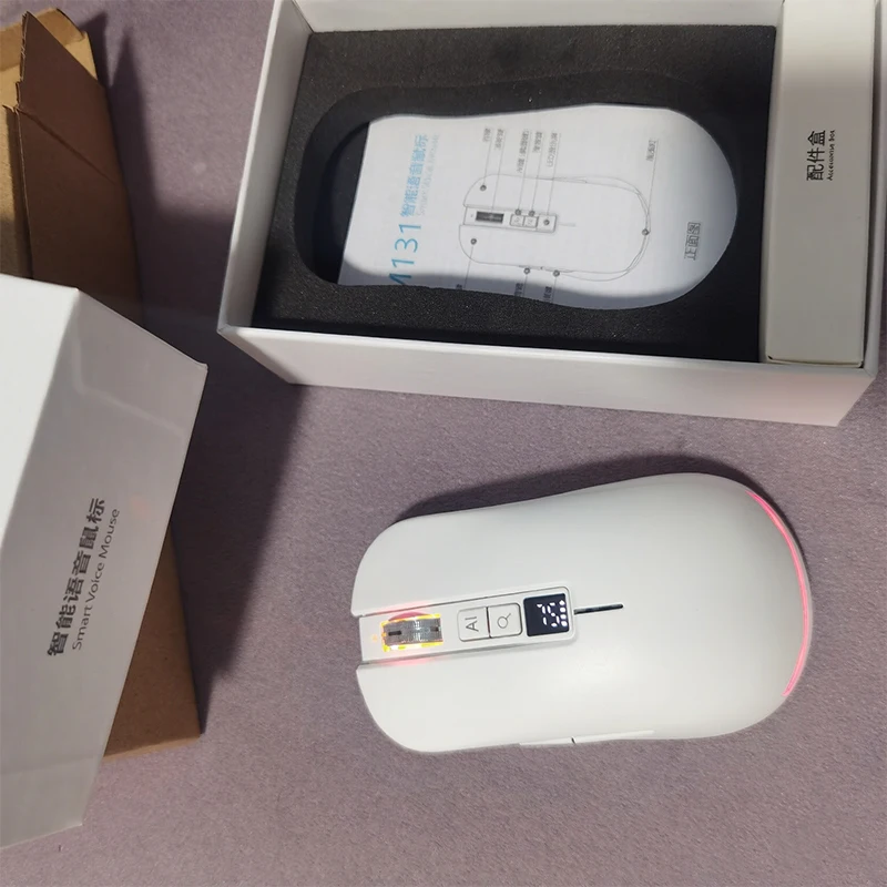 AI Wireless Mouse with Voice Typing & Translation,Digital Display Screen,International Version with Battery Level & Silicon Mice