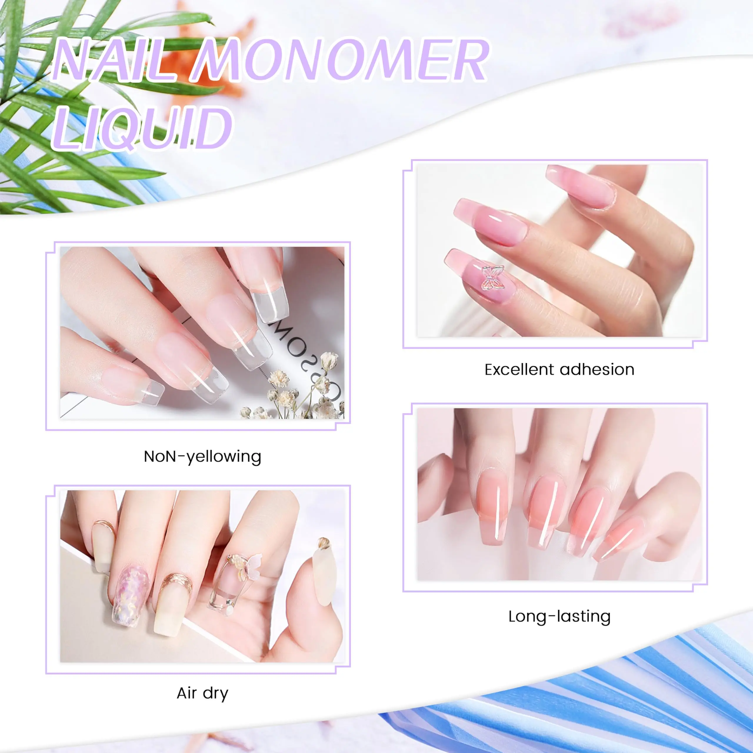 ネイルフラワーモノマー - プロフェッショナルアクリルネイルシステムキット -120ml - EMA - 女の子へのクリスマスギフト - 無香料