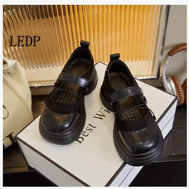 LEDP Brand Mary Jane Shoes Women 2024 Autumn New Fashion Single Shoes Women Thick Heel Small Leather Shoes All Match