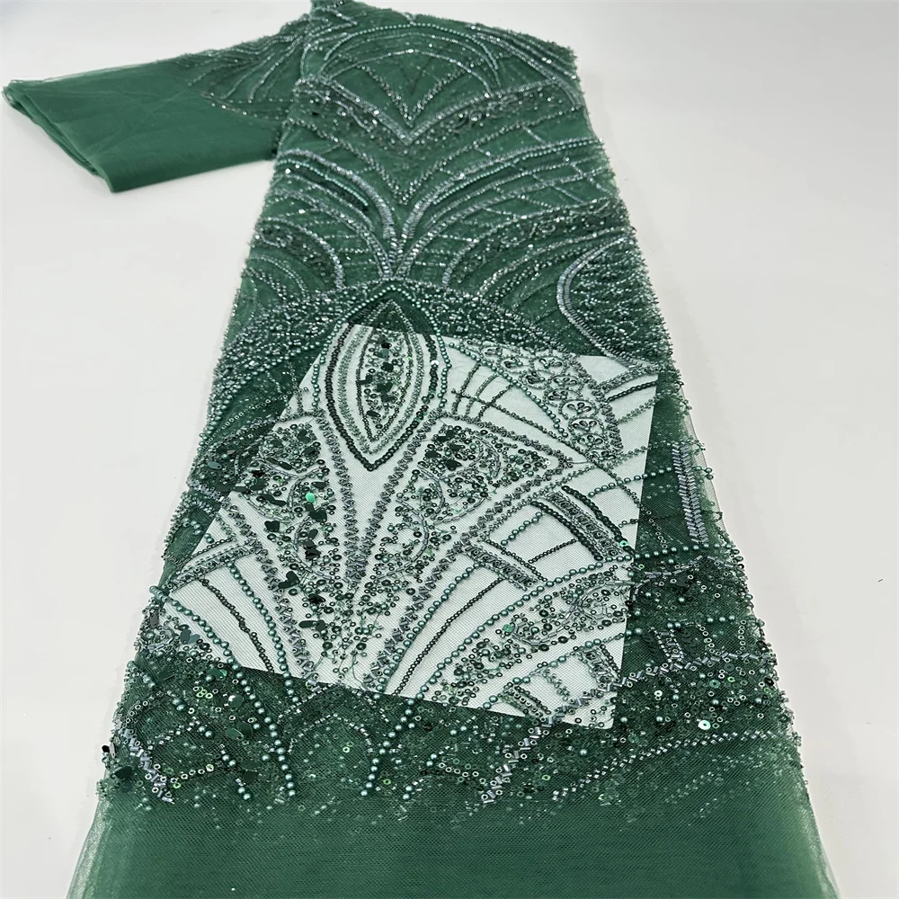 Africano nigeriano tule laços tecido, lantejoulas bordados para vestidos de festa de casamento, francês, frisado, alta qualidade, 5 jardas, FJ3101