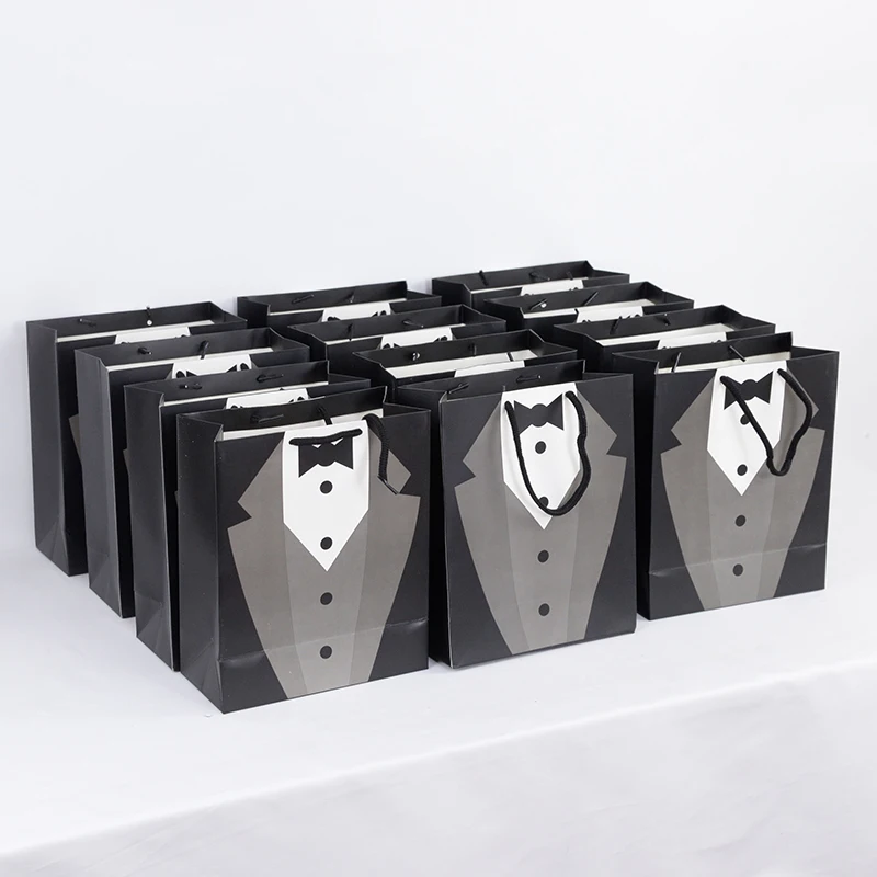 5 stücke hochzeits geschenk beutel kreatives bräutigam tuxedo papier mit griff box vater geburtstags geschenk verpackung souvenirs party dekoration