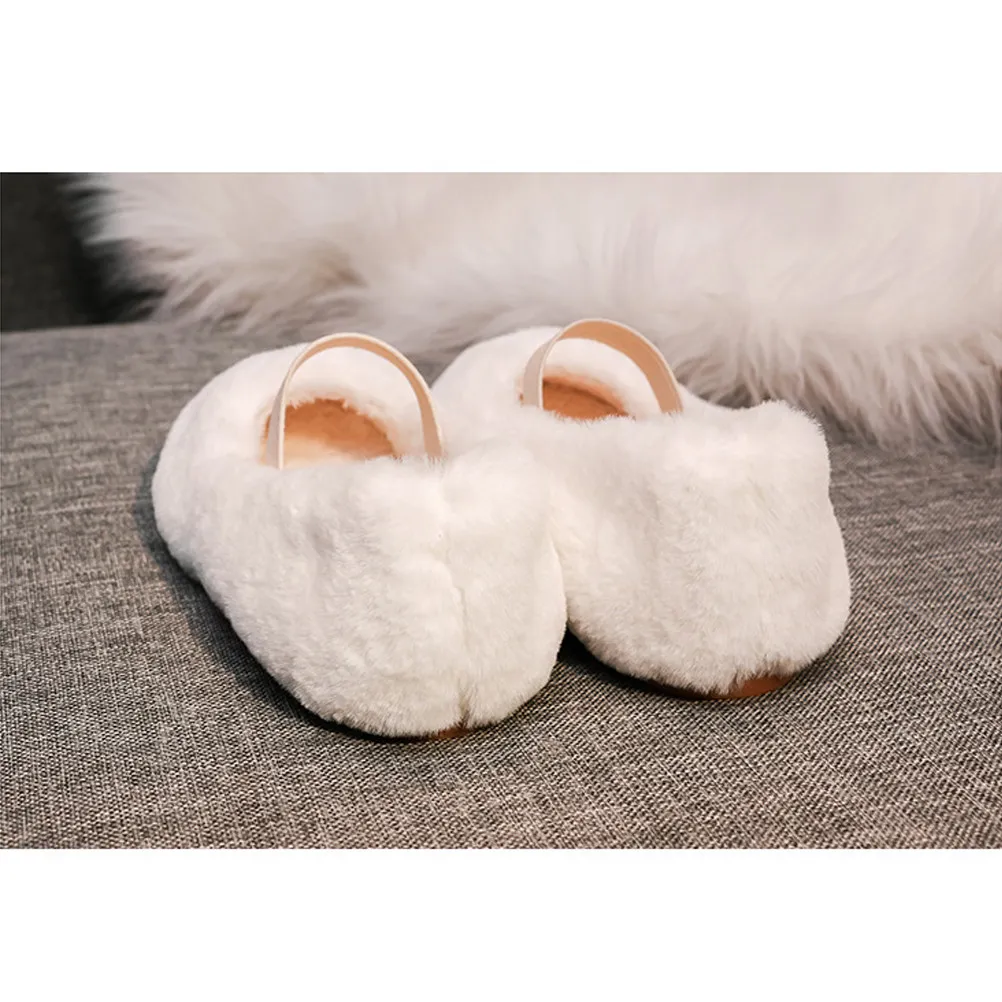1Pair Warm Winter Princess Shoes for Little Girls Soft Sole Comfortable Fashion Kids Flat Shoes Matching Tutu Dress Birthday