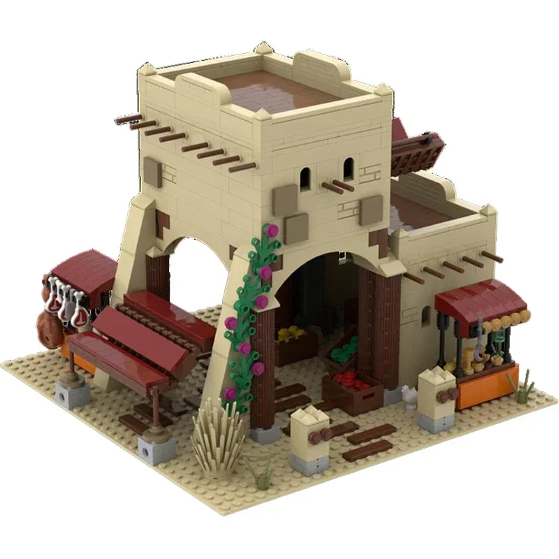 Desert Street View Model Moc Building Bricks Modular Desert Market Technology Blocks Gifts Christmas Toys DIY Sets Assembly