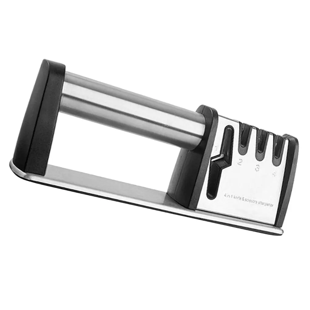 

Knife Sharpener Kitchen Daily Sharpening Tool Countertop Scissor Chef Cutlery Ergonomic Handle Stainless Steel ABS