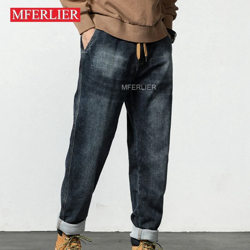 

Autumn Spring Large Size Jeans 44 46 48 Loose Cotton Pants Men