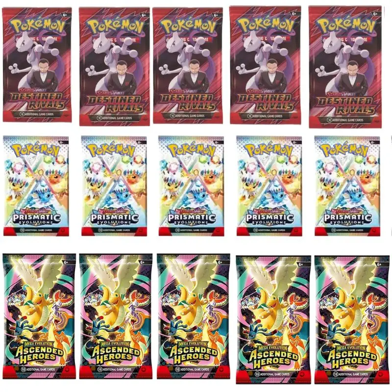 360 Peças/Conjunto de Cartas Pokémon em Inglês Prismatic Evolutions Scarlet Violet 151, Cartas de Batalha em Inglês para Presentes