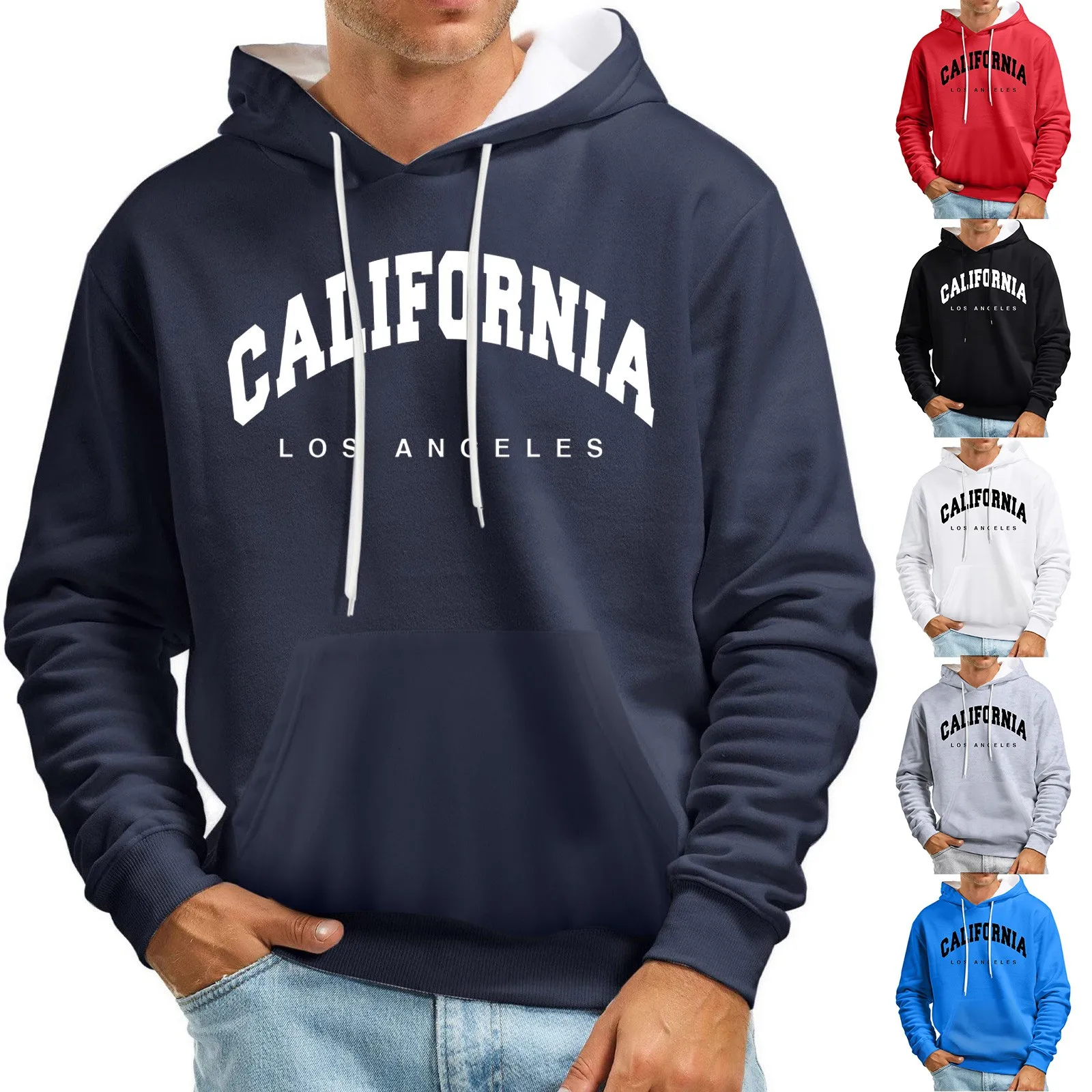 

Mens Couple Casual Sports Pocket Pullover Letter Printed Hooded Sweater Windproof Outdoor Clothing Hiking