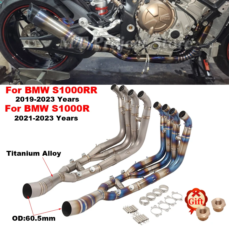 

Titanium Alloy For BMW S1000RR 2019 - 2023 S1000R 2021 - 2023 Complete Motorcycle Exhaust System Header Front Link Pipe Stock