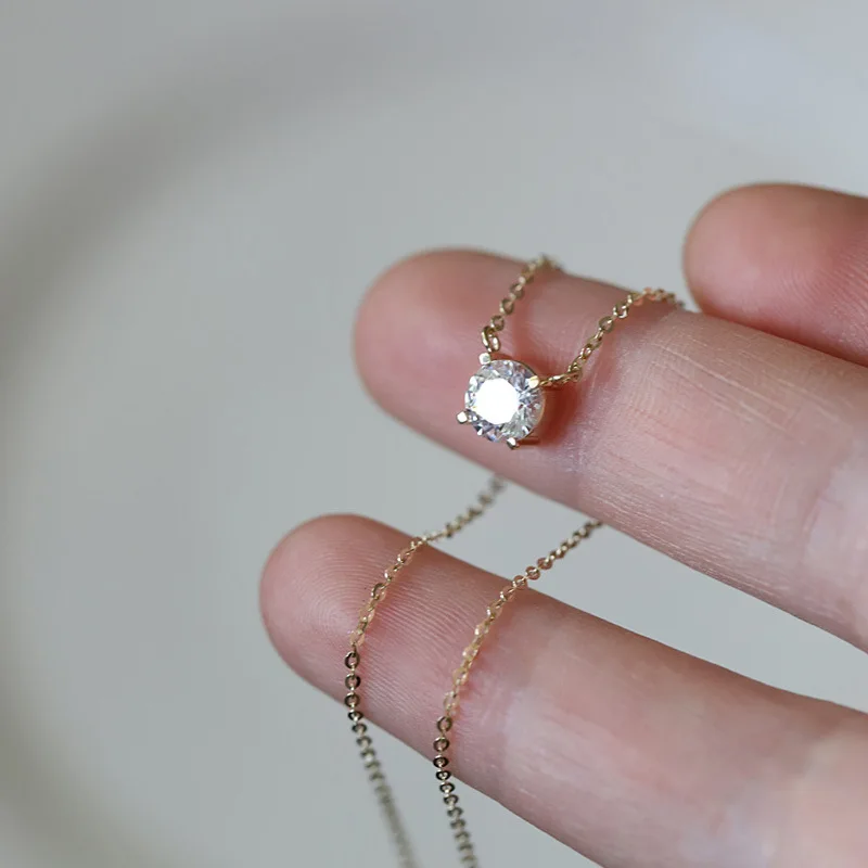 SENLISSi 925 Sterling Silber Funkelnde Schlüsselbeinkette Chokerhalskette Einfacher Zirkon Gypsophila Anhänger 18 Karat Halskette für Frauen – Detail 8