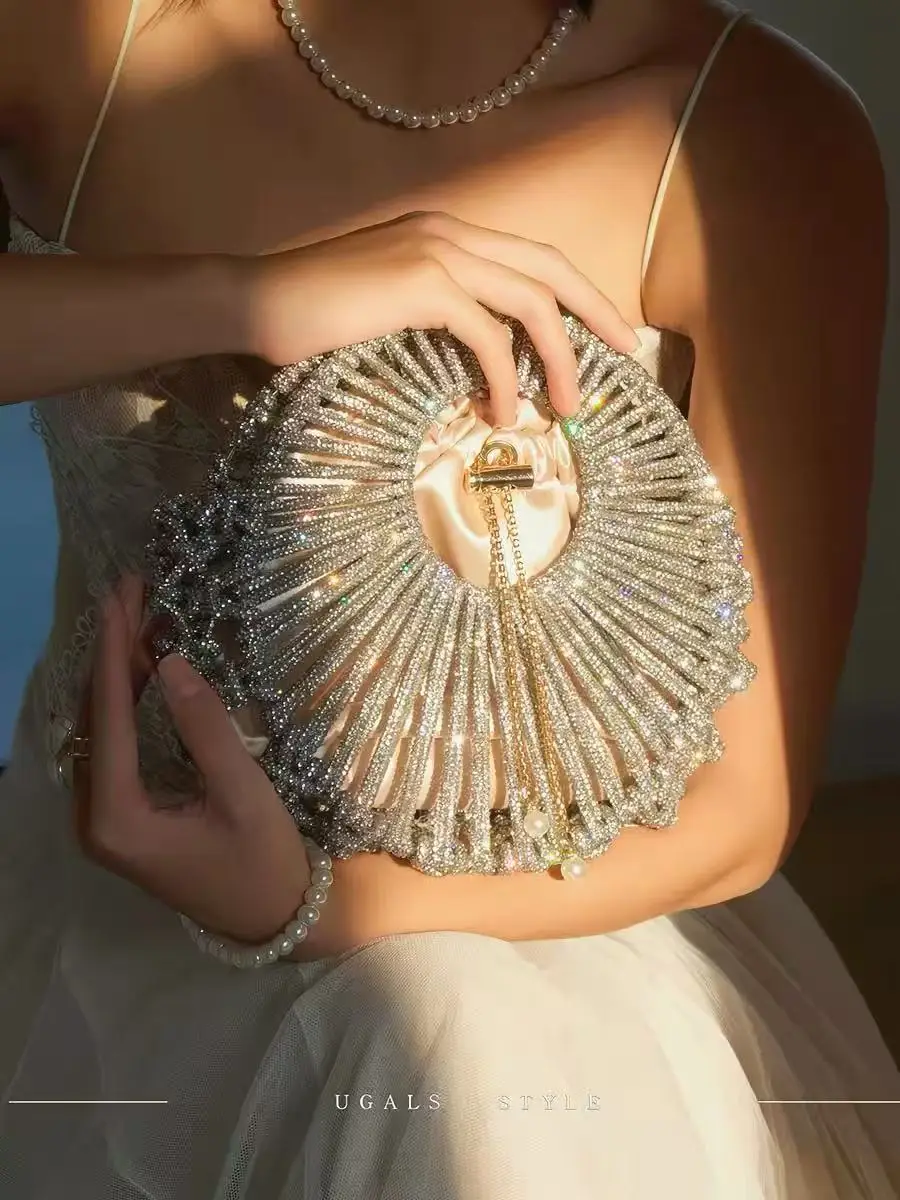 

Glitter Shiny Rope Woven Handmade Circular Bag Luxury Fashion Evening Bag Women Handbag Wedding Party Clutch Purse Shoulder Bag