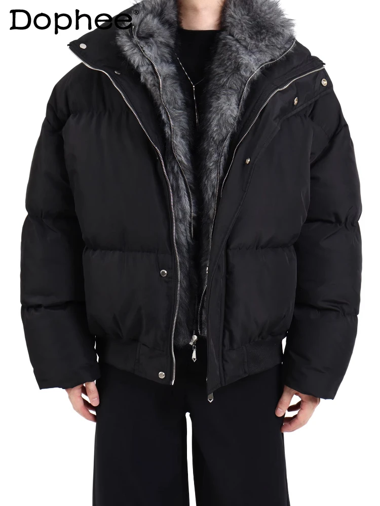 

Men's Faux Two-Piece Design Parkas Men's 2025 Winter New High-End Thickened Warm Parkas Male Handsome Long Sleeve Loose Coats