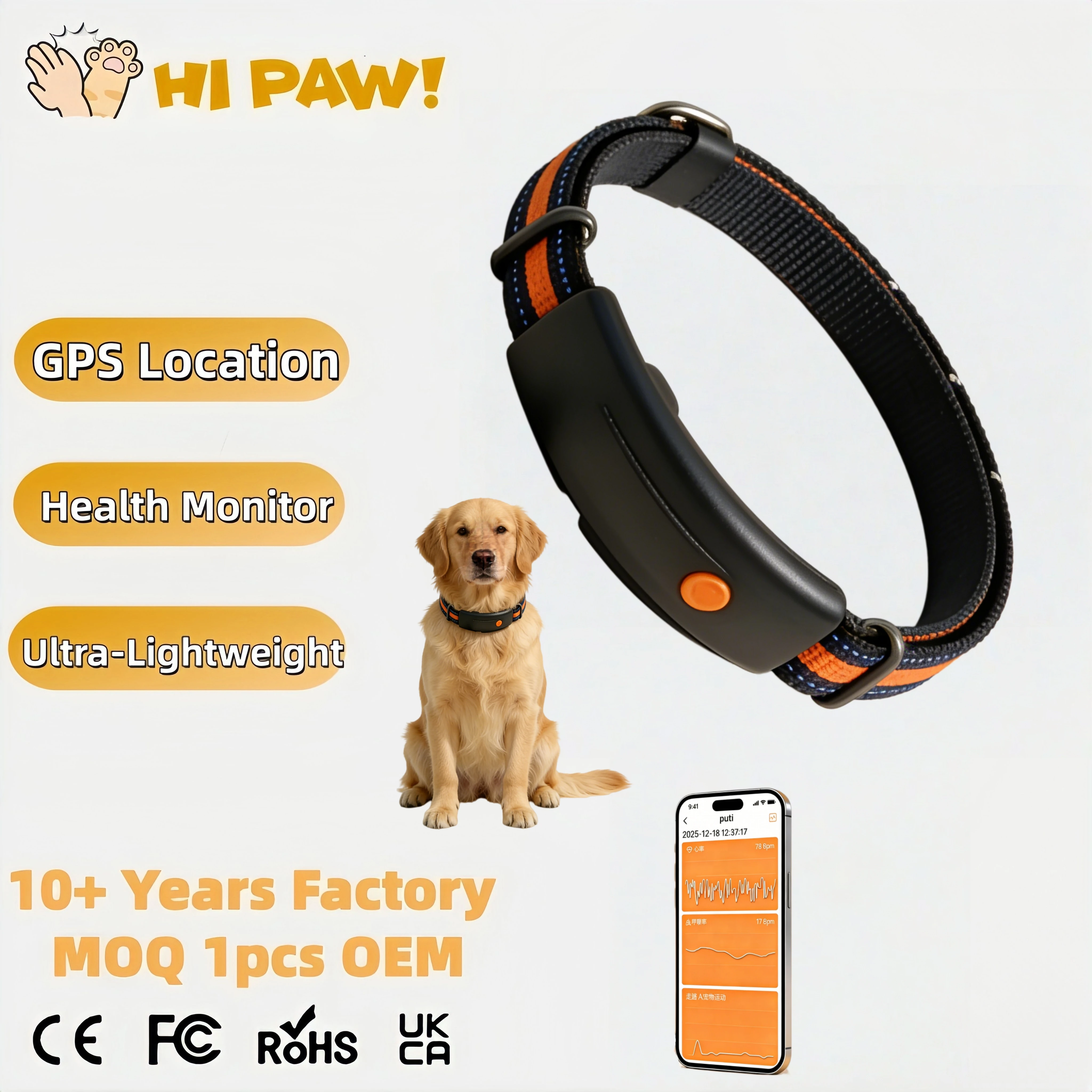 Pet GPS Tracker Collar Waterproof Walkie Talkie Integrated Smart Locator Health Monitoring Device For Pets