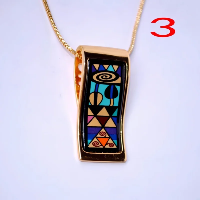 BOCAI New Cloisonne Enamel Necklaces and Pendants Ethnic Style Pattern Charms Trendy Fine Choice Jewelry Wholesale
