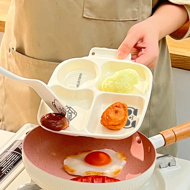 Square Plastic Divided Dinner Plate Portion Control Food Plate Stackable Salad Plate 4 Compartments Fat Reducing Plate