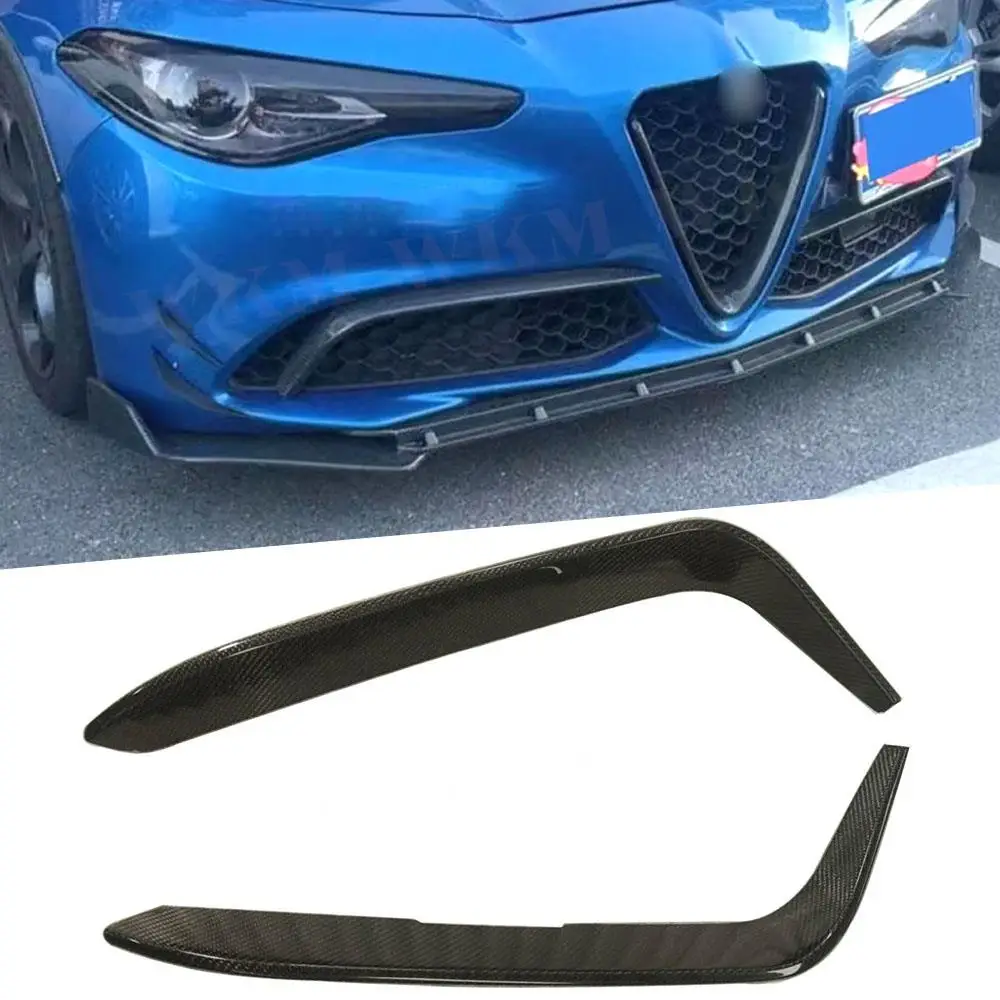 Fog Lamp Bumper Fins Bodykit Trims Decoration for Alfa Romeo Giulia 2016 2017 2018 2019 Sport Standard Carbon Fiber Car Styling