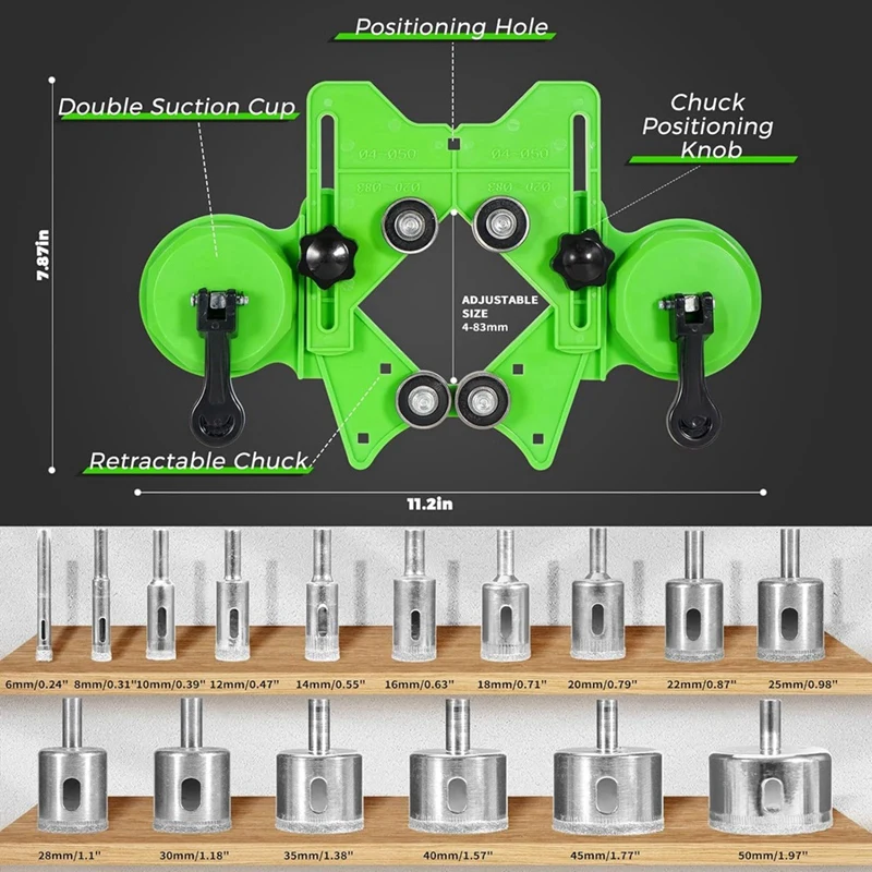 Diamond Hole Saw Kit ,16PCS Tile Saw Drill Bits Set From 6Mm-50Mm With Double Suction Cups For Drilling Ceramic, Glass