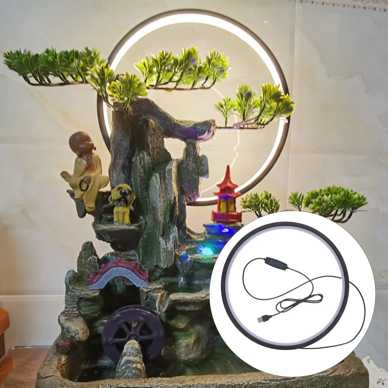 

LED Incense Holder Waterfall Design Tranquil Ambiance Tabletop Lamps for Living Room Entryway Office Relaxing Fountain