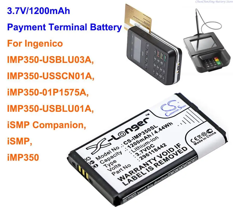 OrangeYu 1200mAh Payment Terminal Battery for Ingenico iSMP,iMP350,IMP350-USBLU03A,IMP350-USSCN01A,iMP350-01P1575A,USBLU01A